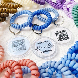 31 COLORS! Buy the Bride a Drink QR Code Bracelets, Keychain, Venmo Bachelorette, Buy The Bride a Drink, Bachelorette Party Favor Keychain