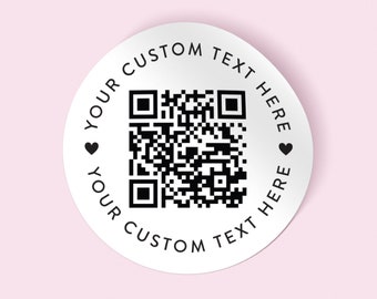 Custom QR Code Package Sticker,  Custom Text Stickers, Business Stickers Logo, QR Code, White, Purple, Pink, Gery, Free Digital Proof, BT4