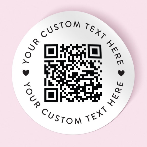 Custom QR Code Package Sticker,  Custom Text Stickers, Business Stickers Logo, QR Code, White, Purple, Pink, Gery, Free Digital Proof, BT4