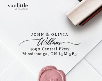 Return Address Stamp, Custom Self-Inking Stamp, Self Ink Return Address Stamp, Rubber Wood Stamp, Wedding Stamp, Ship from the U.S., PS17