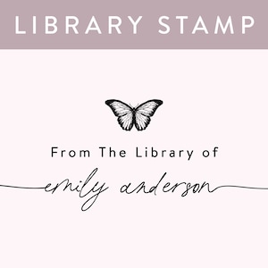 BEST SELLERS! Butterfly Custom Library Stamp, Self Ink Book Stamp or Rubber Wood Stamp, From the Library of Stamp, PS152