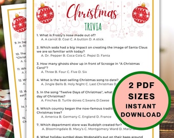 Jeu-questionnaire de Noël, Jeux pour fêtes de fin d'année, Jeux pour fêtes de Noël au bureau, Jeu de groupe à imprimer, Jeux de Noël amusants pour adultes, Jeux d'enfants