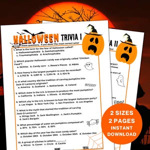 Halloween Trivia Printable Party Game, Halloween Party Games for Teens and Adults, Fun Kids Multiple Choice Activity, Spooky Fall Trivia