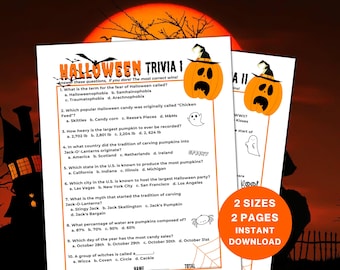 Halloween Trivia Printable Party Game, Halloween Party Games for Teens and Adults, Fun Kids Multiple Choice Activity, Spooky Fall Trivia