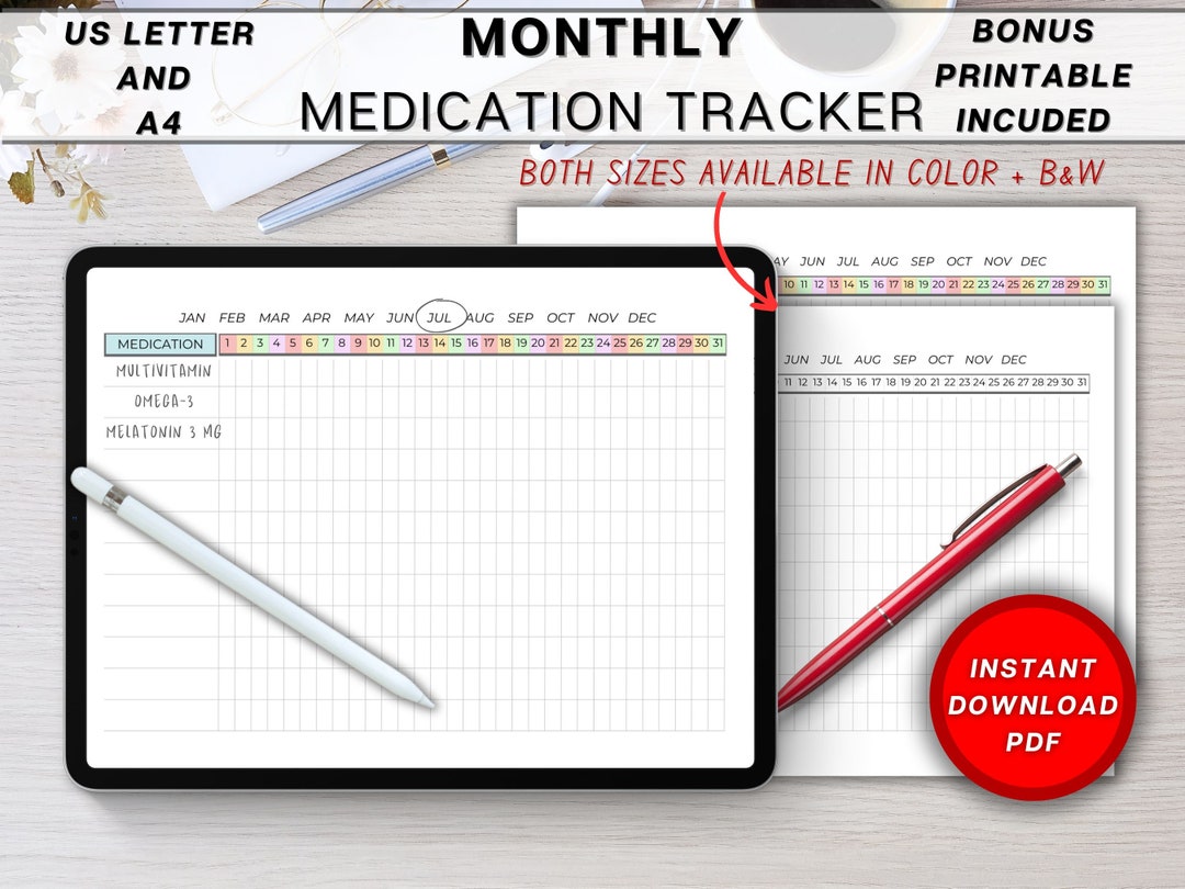 Medication Tracker, Medication Log, Medication List, Supplement Tracker ...