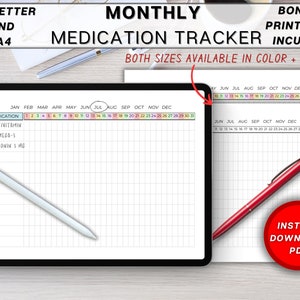 Medication Tracker, Medication Log, Medication List, Supplement Tracker, Planner Template