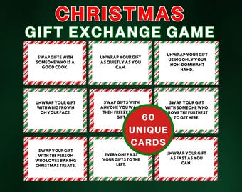 Christmas Gift Exchange Game, Pass the Gift Game, White Elephant Game Cards, Printable Christmas Party Games for Adults and Family