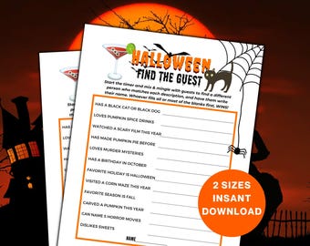 Halloween Find The Guest Printable Party Game, Fun Mix and Mingle Activity for Adults and Teens, Spooky Halloween Icebreaker Matching Game