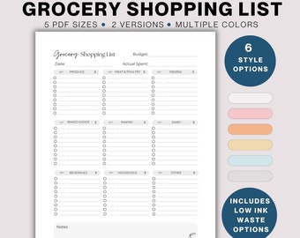 Grocery Shopping List, Grocery List Digital Download, Shopping List Printable, Grocery Planner Template, Meal Prep