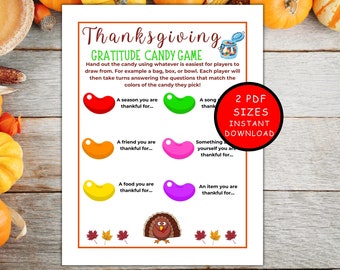 Thanksgiving Gratitude Game, Kids Table Activities, Gratitude Sheet, Thanksgiving Games Printable for Family, Friendsgiving Games for Adults