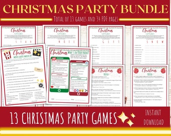 Fun Printable Christmas Party Games Bundle, Office Party Christmas Games, Family Christmas Games Activity Sheets, Holiday Party Games