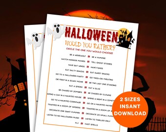 Halloween Would You Rather Printable Game, Fun This or That Activity for Kids and Teens, Halloween Party Games for Adults, Classroom Games