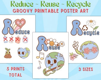 Groovy Wall Art Earth Day Printable, Montessori Materials, Montessori Board, Preschool Homeschool Curriculum, Classroom Decor Elementary