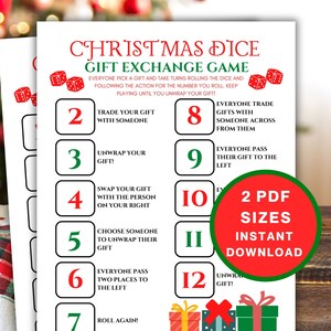 Christmas Pass the Gift Game, Holiday Office Party Printable Gift Exchange Dice Game, Friendsmas Games, Family Reunion Left Right Game