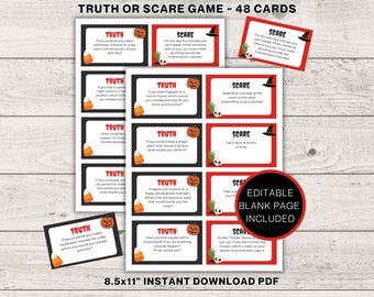Halloween Truth or Scare Game, Spooky Truth or Dare Questions, Fun Halloween Sleepover Group Game for Kids and Teens, Adult Game Night