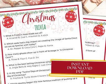 Christmas Trivia Game, Christmas Trivia Printable Game, Christmas Trivia For Kids, Fun Holiday Games, Christmas Printable Game, Family Games