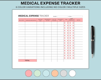 Medical Expense Tracker, Medical Bill Tracker, Medical Binder Printable PDF Sheet, Payment Information History Form