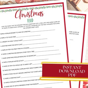 Christmas Friendly Feud Game, Christmas Printable, Christmas Party Games, Christmas Trivia Games, Party Games, Holiday Games, Family Games