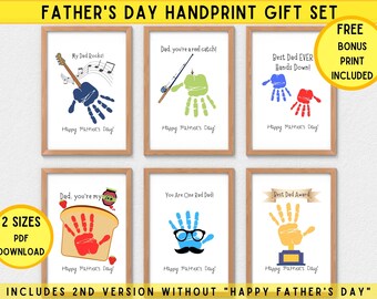 Father's Day Handprint Craft, Printable Father's Day Gift from Kids, Handprint Keepsake, Footprint Art, Sentimental Gifts for Dad