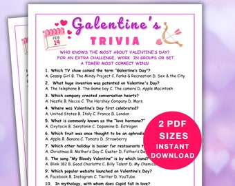 Galentine's Trivia Game,  Fun Ladies Night Games for Adults, Girls Night Games, Galentine's Day Party Games, Valentine's Trivia Printable