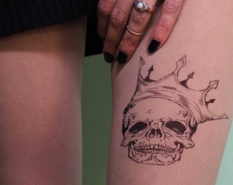 skull tattoo tights no printed - handpainted