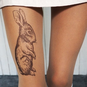 Hand painted rabbit tights image 2