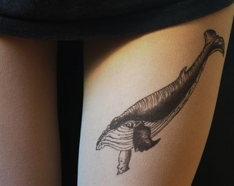 whale, whale tattoo, tattoo tights,hosiery