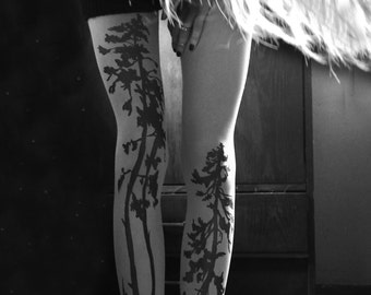 Forest tattoo tights, pine tree tattoo