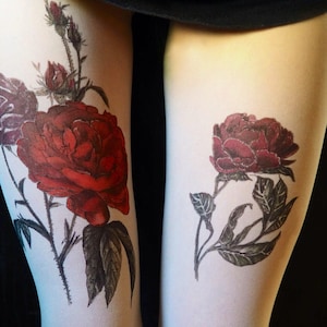 Roses Tattoo Tights - Unique Hand-Painted Floral Pantyhose