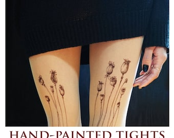 Collants tatouage cosses de coquelicot