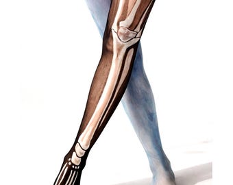 Dead Bride Tights & Sleeves – Gothic Bone Pantyhose | Dark Fantasy Body Art