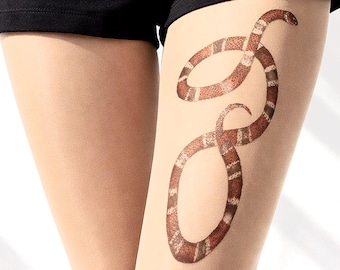 Medias con estampado de serpiente coral, sin estampado - medias pintadas a mano