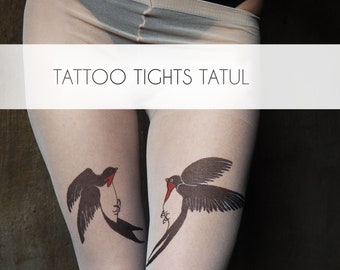 Swallows Tattoo Tights, Animal Tattoo Flash Realistic Boho Tattoos Bohemian Tattoo