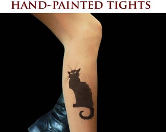 Chat Noir Cat tattoo tights