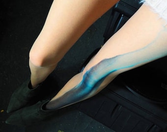 Ombre tights, beautiful blue, turquoise and green, hand dyed clothes