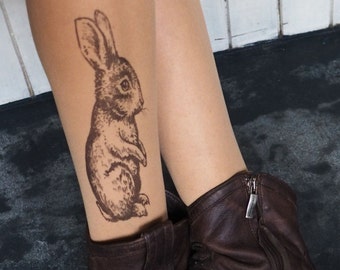 Knee high socks,boot socks,rabbit tattoo