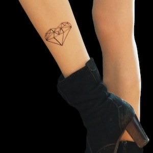 Diamond heart tattoo tights not printed handpainted stockings image 1