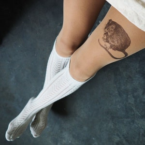 Hand painted rat, tattoo tights, nylons, pantyhose image 2