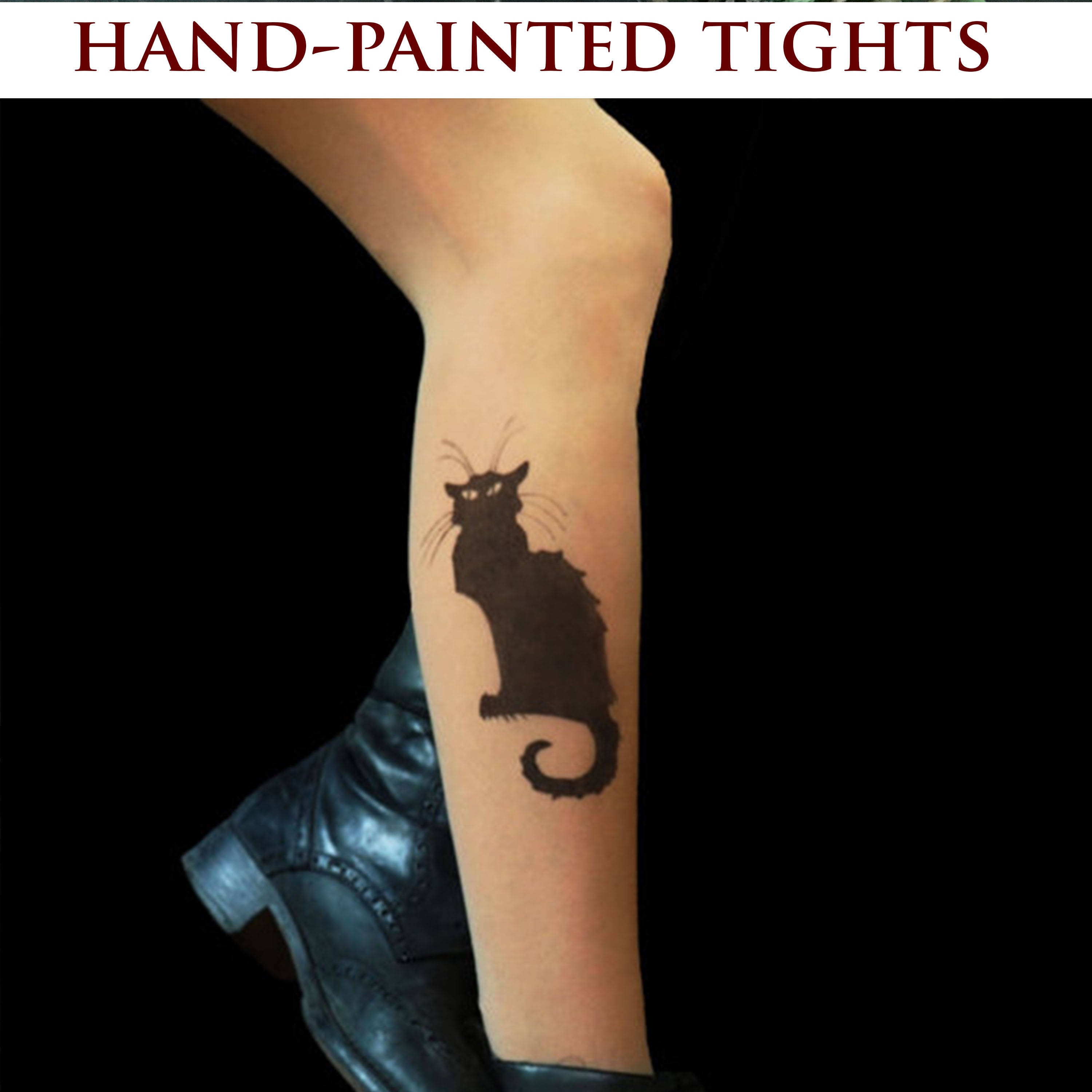 Collants De Tatouage Chat Noir Cat Etsy Canada