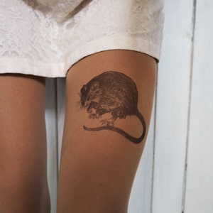 Hand painted rat, tattoo tights, nylons, pantyhose image 3