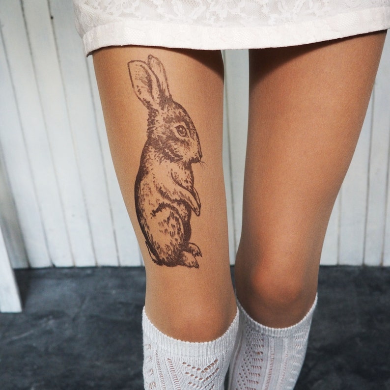 Hand painted rabbit tights image 2