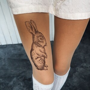 Hand painted rabbit tights image 3