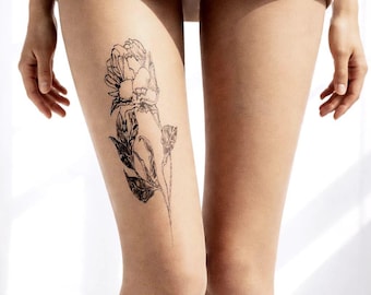 Hand painted rose tights, tattoo pantyhose