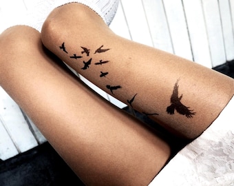 Collants tatouage oiseaux