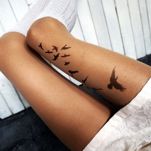 Birds tattoo tights