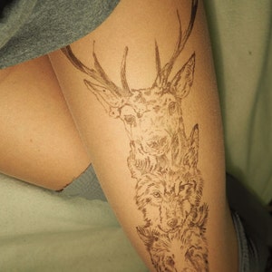 Tribal tights deer bear wolf nature clothing hand painted