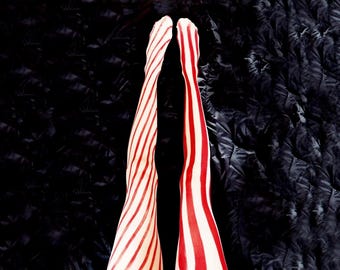 Rot gestreifte Strumpfhose - Wunderliche Rave-Strumpfhose, Geschenk für Sie