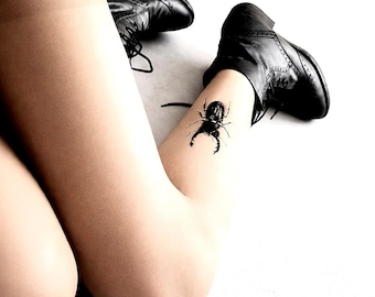 Hand Painted Beetle Tights – Tattoo Style Insect Pantyhose