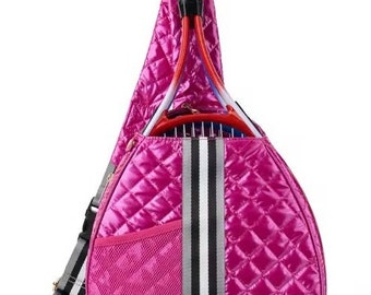 Tennis sling hot pink racket bag with free embroidery fits 105 or less