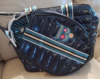 Neoprene Puffy Navy Tennis Bag with free embroidery fits 105 or less